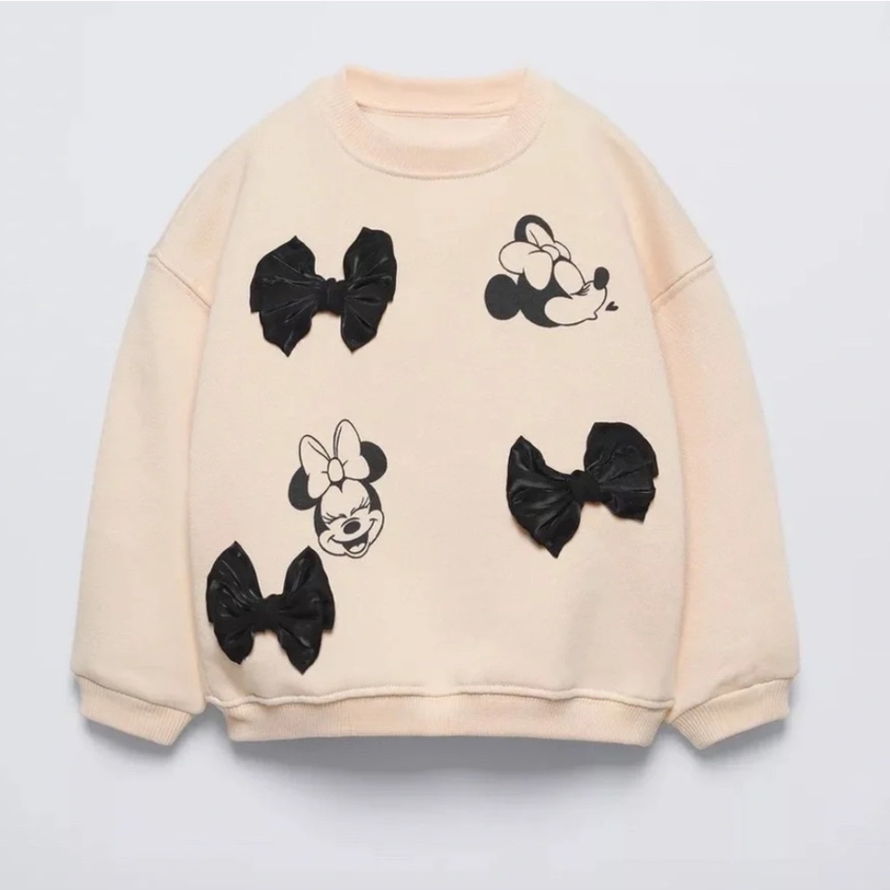 Zara x Disney girls Minnie sweatshirt black bows cartoon 6